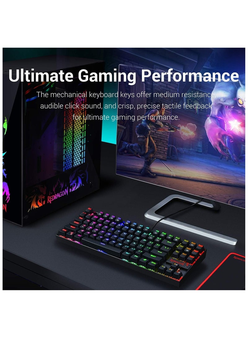 REDRAGON K552 RGB KUMARA Mechanical Gaming Keyboard - Blue Switches - Full RGB LED Lighting - Black - Image 2