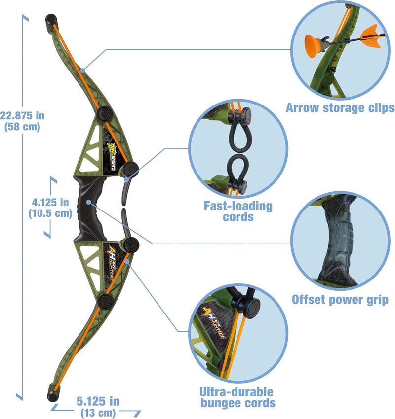 Zing Air Hunterz Z-Curve Bow Pack, 1 Green Bow, 4 Orange Zonic Whistle and 2 Orange Suction Cup Arrows and 1 Bungee, Shoots Up to 200 Feet - Image 3