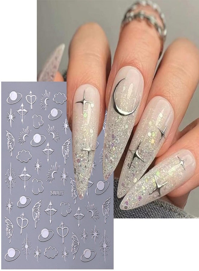 6 Sheets Star Nail Stickers for Nail Art, 3D Self-Adhesive Nail Decals, Moon Butterfly Nail Supplies Nail Art Design Accessories for Women Girls Manicure DIY Decoration - Image 5