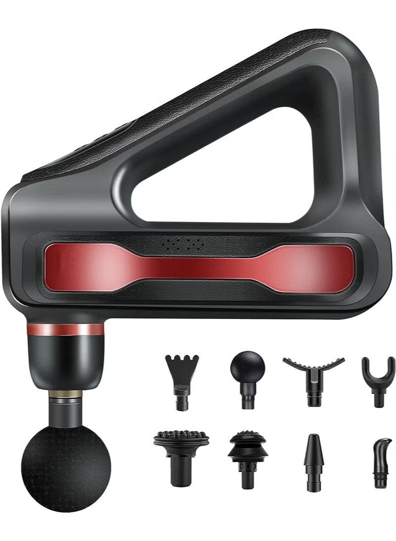 EzzySo Triangular Fascia Gun Lcd Electric Massage Gun With 8 Replaceable Massage Heads 32 Gears Of Vibration Adjustment For Deep Tissue Muscle Massage - Image 1