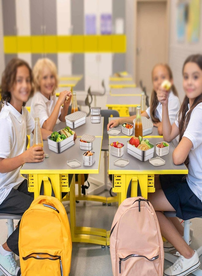 Homikit 3 Pack Kids Lunch Box Set, 18/10 Stainless Steel Bento Boxes with Silicone Lids Leak Proof, 5 Cups Reusable Metal Food Snack Containers for School Daycare, Nontoxic & Dishwasher Safe, Khaki - Image 3