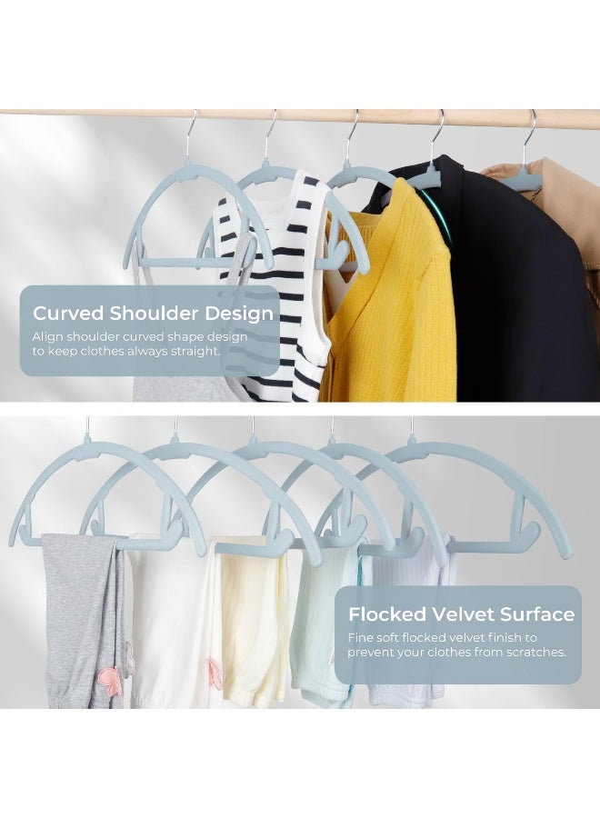 ManGotree 17.6'' Velvet Clothes Hangers, Non-Slip Rounded Felt Hangers, Sturdy & Space-Saving Suit Hangers For Sweaters, Pants, Dresses, Skirts, Coats (Blue, 50 Pack) - Image 4