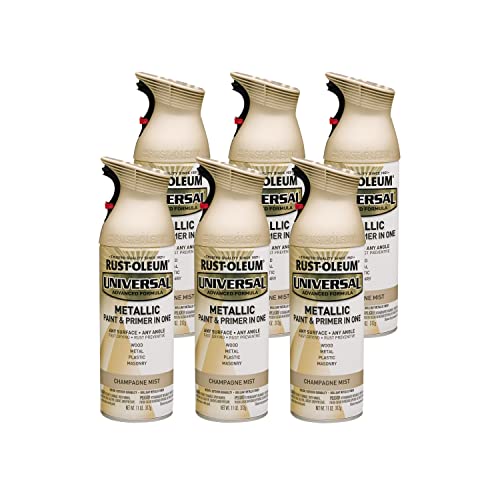 Rust-Oleum 261415-6PK Universal All Surface Metallic Mist Spray Paint, 11 oz, Champagne Mist, 6 Pack - Image 1