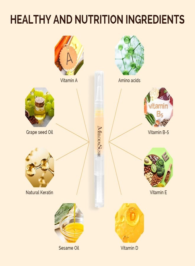 MelodySusie 6Pcs Cuticle Oil Pen Set,Nail Moisturizing Cuticle Oil Enriched with Vitamin E,Softens and Repairs Cuticles,Nail Strengthener,Protects Damaged Skin,Thin Nails,for Home and Salon Use - Image 4