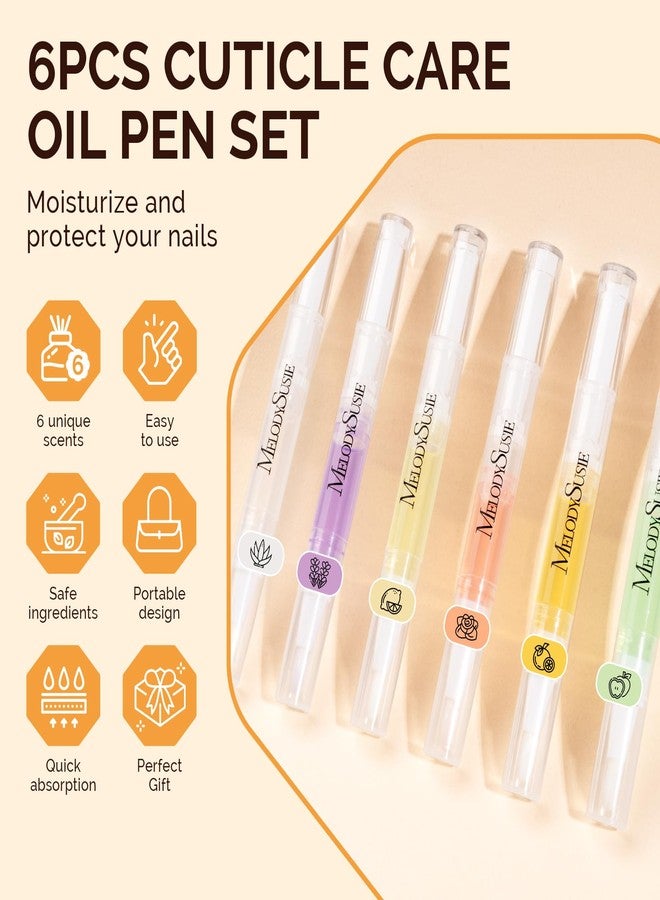 MelodySusie 6Pcs Cuticle Oil Pen Set,Nail Moisturizing Cuticle Oil Enriched with Vitamin E,Softens and Repairs Cuticles,Nail Strengthener,Protects Damaged Skin,Thin Nails,for Home and Salon Use - Image 5