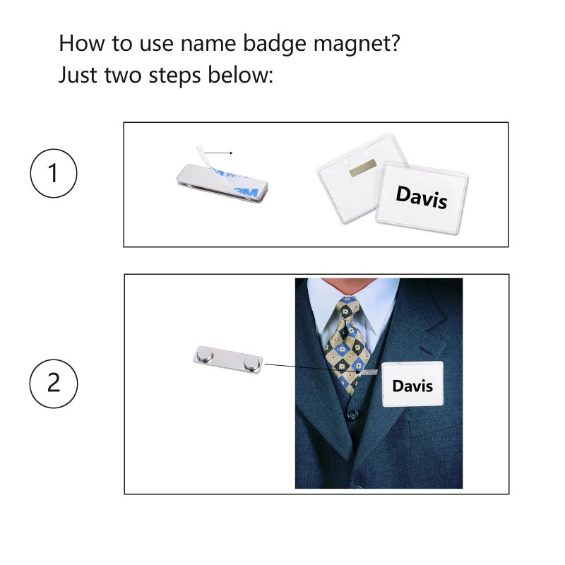 AplysiaTech Upgraded Strong Name Tags/ID Badge Magnets, 10 Pack Magnetic Name Badge Holders with Steel Back Plate, Fastener with Adhesive on Front Plate, High Strength Neodymium Magnets ID Holder - Image 4