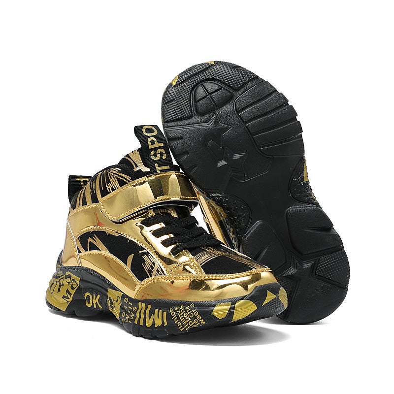 Cotton Shoes High-Top Fleece-Lined Boys' Casual Large Cotton Medium And Large Children Warm Cotton Sneaker Fashionable Thickened For Students And Girls - Image 3