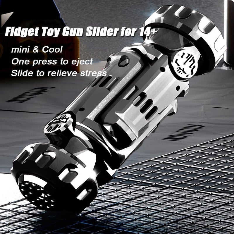 7JI Fidget Tungsten Steel Guns Toys for AdultsMetal Spinner with Soft Bullet Shooting Rotating Alloy Handheld FidgetsFoldable Magnet Slider to Relieve Stress Anxiety Office Desk Toy Black - Image 5