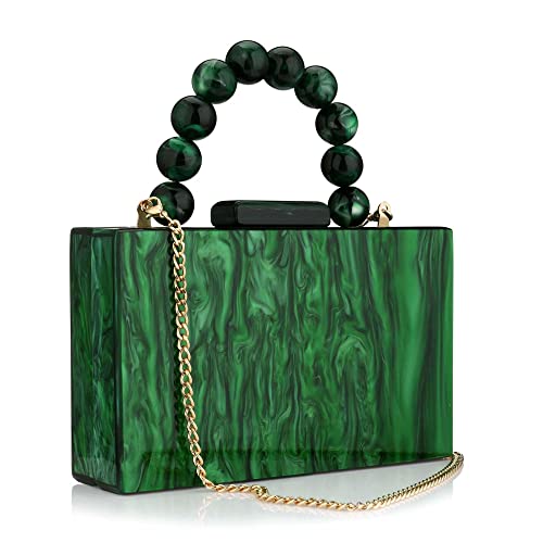 Buric Women Acrylic Clutch Purse Leopard Print Evening Bag Chain Formal Handbag Party Bridal Wedding Clutch Purse for Women (Green) - Image 1
