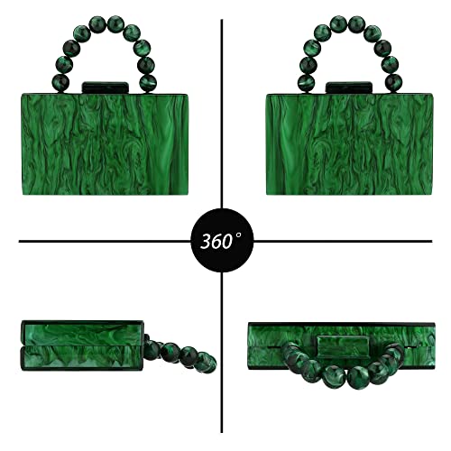 Buric Women Acrylic Clutch Purse Leopard Print Evening Bag Chain Formal Handbag Party Bridal Wedding Clutch Purse for Women (Green) - Image 4