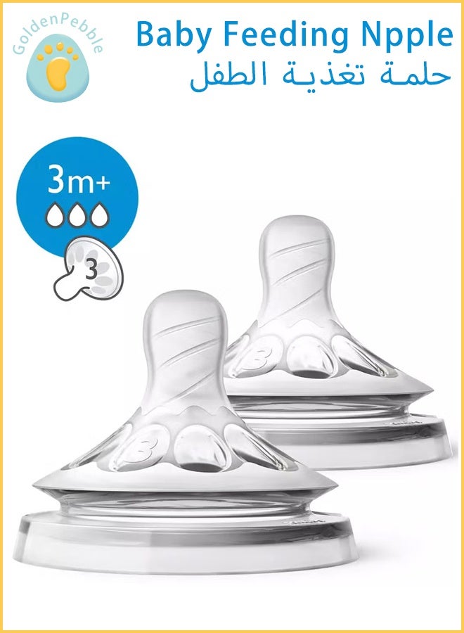 bbet Pack Of 2 Natural Feeding Bottle Nipple 6 Months+，For AVENT Bottle - Image 1