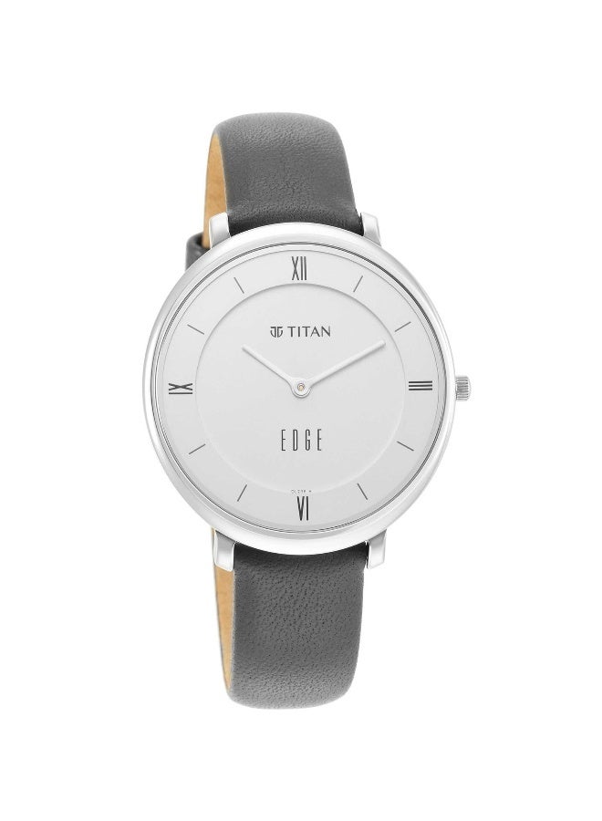تيتان Ladies Edge WHITE Dial GREY Leather Strap Watch 2655Sl01 - Image 2