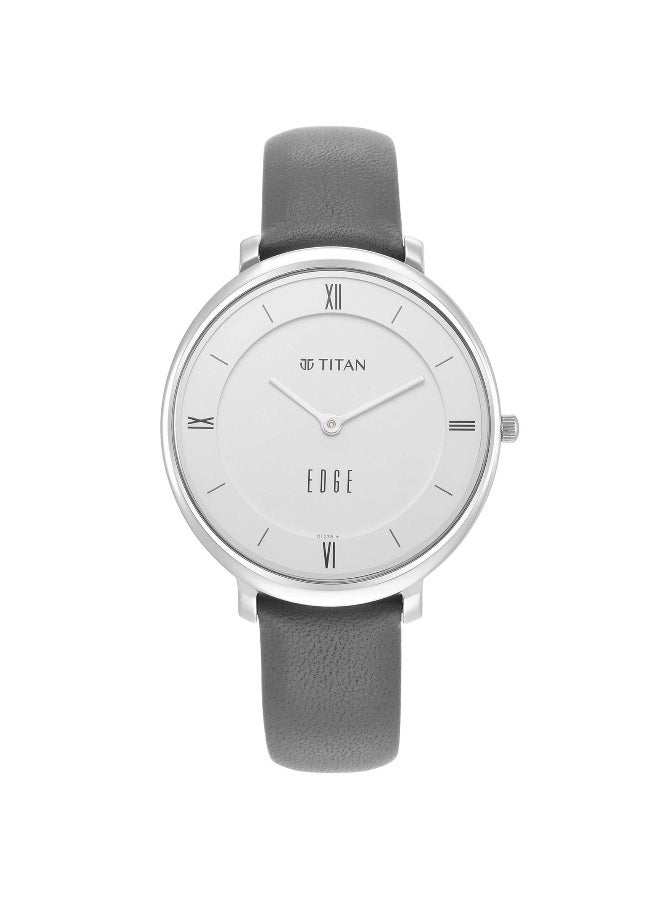 تيتان Ladies Edge WHITE Dial GREY Leather Strap Watch 2655Sl01 - Image 1