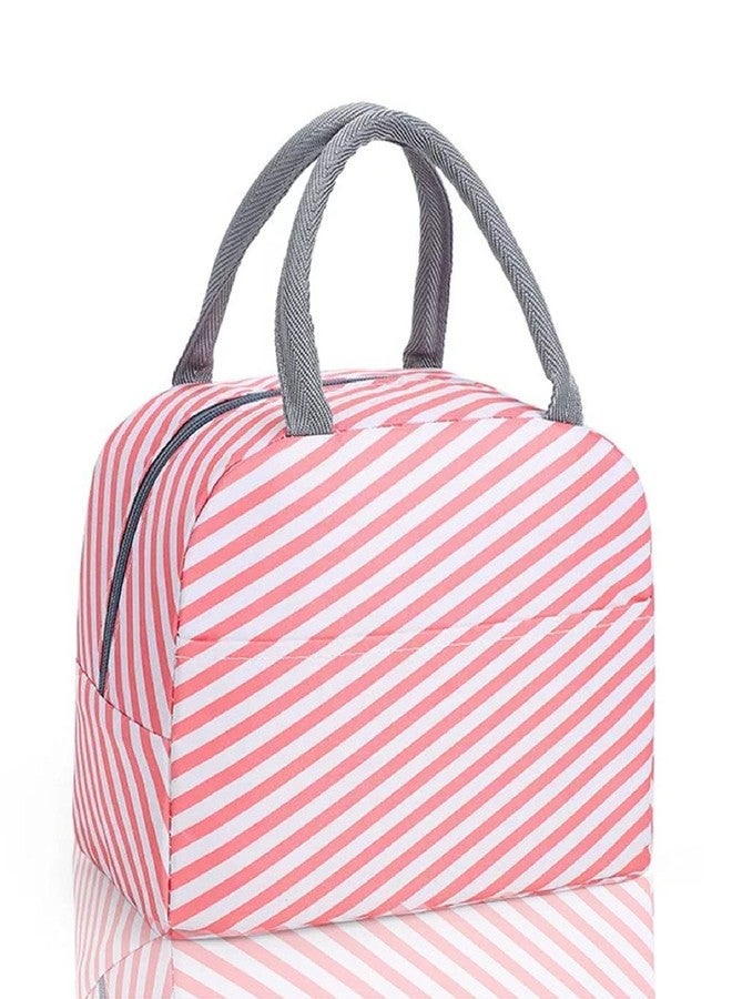 MYZON PAVITR Shop Reusable Insulated Cooler Cute Lunch Bags for Women & Men Pack It Freezable Fashionable Work Picnic or Travel Camping Outdoor Picnic (Pink Stripe) - Image 5
