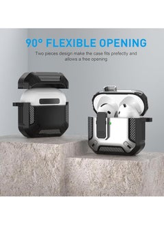 Generic Compatible With for AirPods 4 Case with Lock, Shockproof Protective Case with Keychain, Compatible with Apple AirPods 4th Generation 2024 (Silver @ Black)  - Image 3