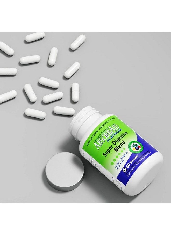 AbsorbAid - Platinum Digestive Enzyme Support 60 Vcaps 12 Digestive Enzymes Plus 2 Probiotics For Maximum Relief - Image 1