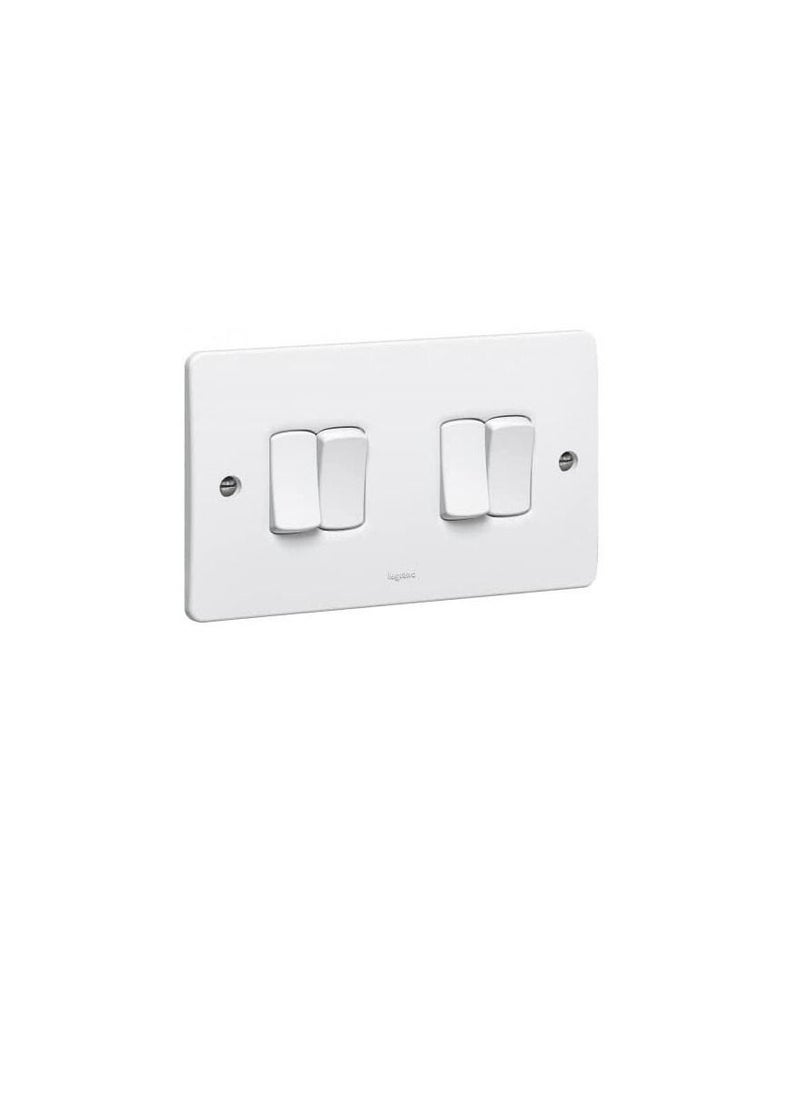 Legrand LEGRAND 730004 SINGLE POLE SWITCH SYNERGY - 4 GANG - 2 WAY - 10 AX - 250 V - WHITE  - Image 1