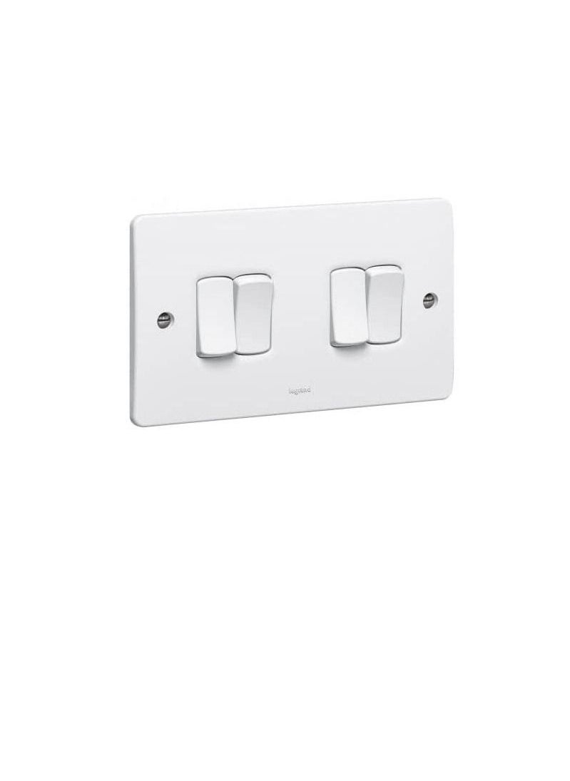 Legrand LEGRAND 730004 SINGLE POLE SWITCH SYNERGY - 4 GANG - 2 WAY - 10 AX - 250 V - WHITE  - Image 2