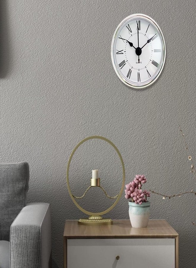 Qintreesify Clock Silver Tone Bezel White Face 2.8Inch/70mm Clock Insert Round Movement Roman Numeral Fit 63mm Diameter Hole Movements - Image 5