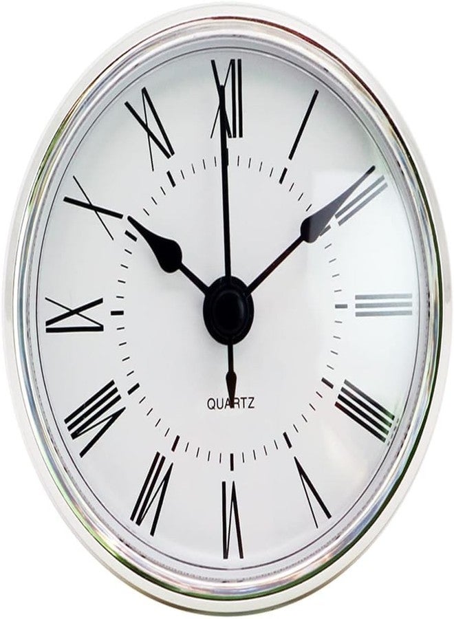 Qintreesify Clock Silver Tone Bezel White Face 2.8Inch/70mm Clock Insert Round Movement Roman Numeral Fit 63mm Diameter Hole Movements - Image 1