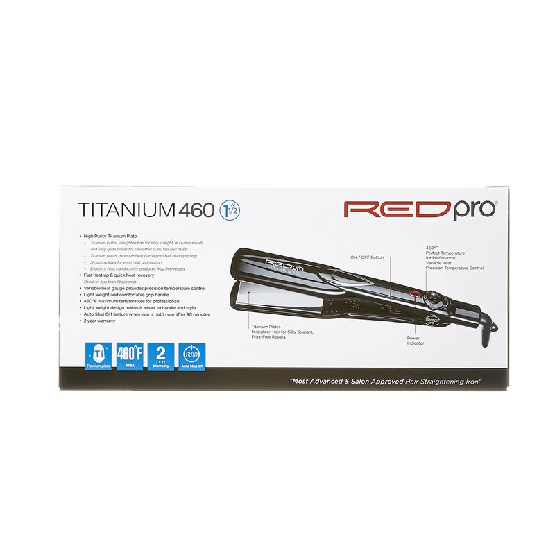 RED Pro Titanium 460 Styler Flat Iron, 1 1/2" for Silk Pressing & Keratin Treatments, Eliminates Frizz, Instant Heat, Auto Shut-Off, Heavy Duty Swivel Cord - Image 2