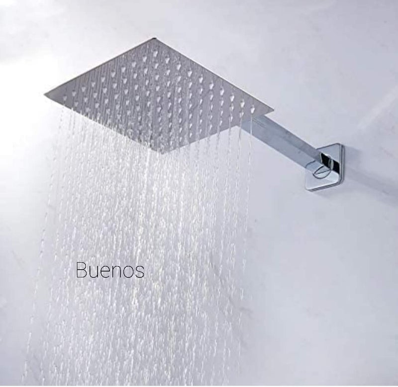 Buenos Buenos BSOHUS-6 High Grade Stainless Steel Square Ultra Slim Thin High Pressure Rainfall Over Head Bath Shower Head for Bathroom (8x8 inch Shower with 15 inch Arm) - Image 3