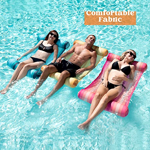 Sloosh 3 Pack 4-in-1 Inflatable Pool Floats Hammock, Water Hammock Lounges, Multi-Purpose Swimming Pool Accessories (Saddle, Lounge Chair, Drifter) for Pool, Lake, Outdoor, Beach (Green/Blue/Orange) - Image 4