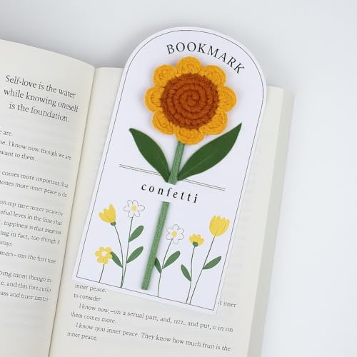 Confetti Gifts Crochet Sun Flower Bookmark (5 Inches) (Set of 1) Gift for Brother Kids Family Friends | Birthday Gift for Men Women | Valentine's Day Gift for Girlfriend - Image 3