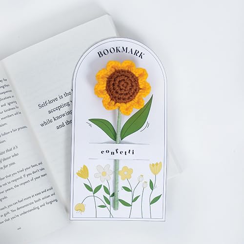 Confetti Gifts Crochet Sun Flower Bookmark (5 Inches) (Set of 1) Gift for Brother Kids Family Friends | Birthday Gift for Men Women | Valentine's Day Gift for Girlfriend - Image 4