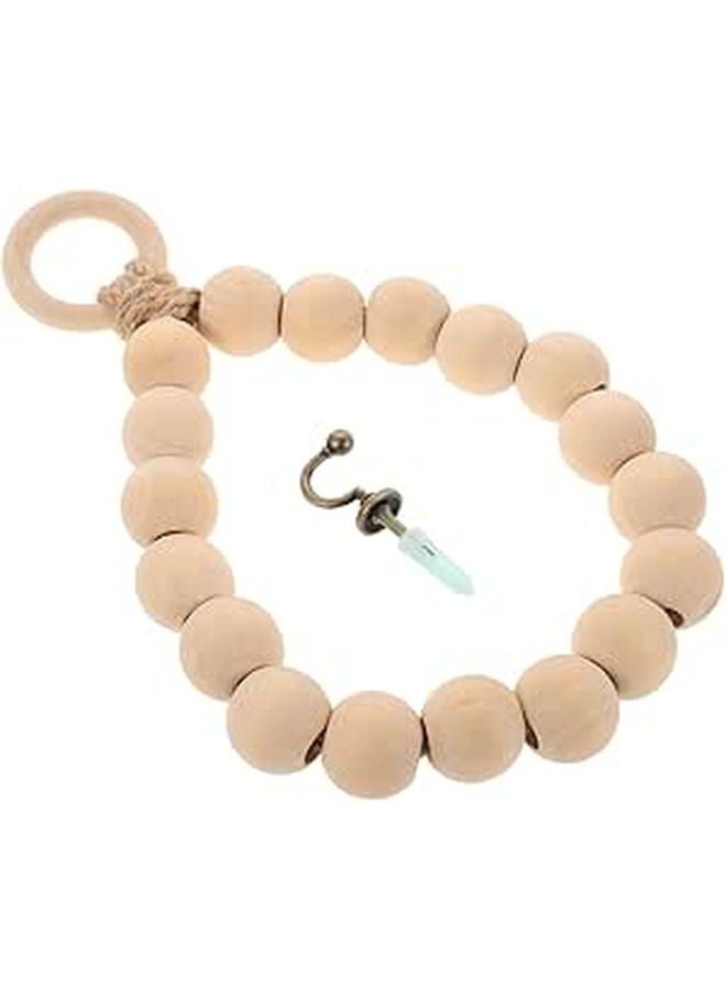 Wood Bead Towel Ring Wall Mounted Jute Rope Holder For Bathroom Kitchen Quick Drying - Image 1