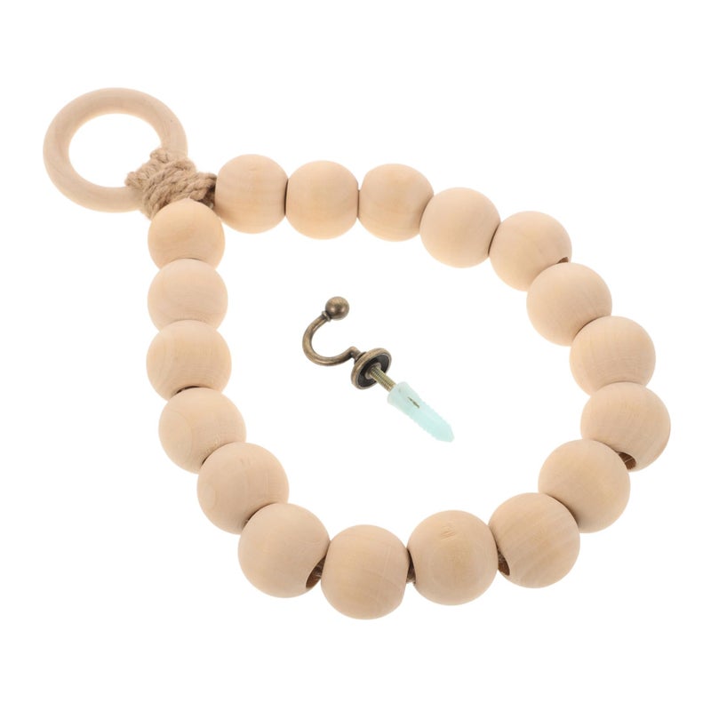 Wood Bead Towel Ring Wall Mounted Jute Rope Holder For Bathroom Kitchen Quick Drying - Image 2