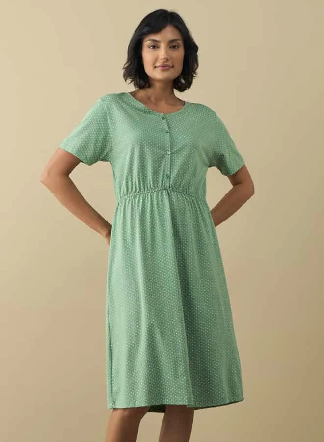 Splash FAV All-Over Polka Dot Print Sleepshirt with Short Sleeves