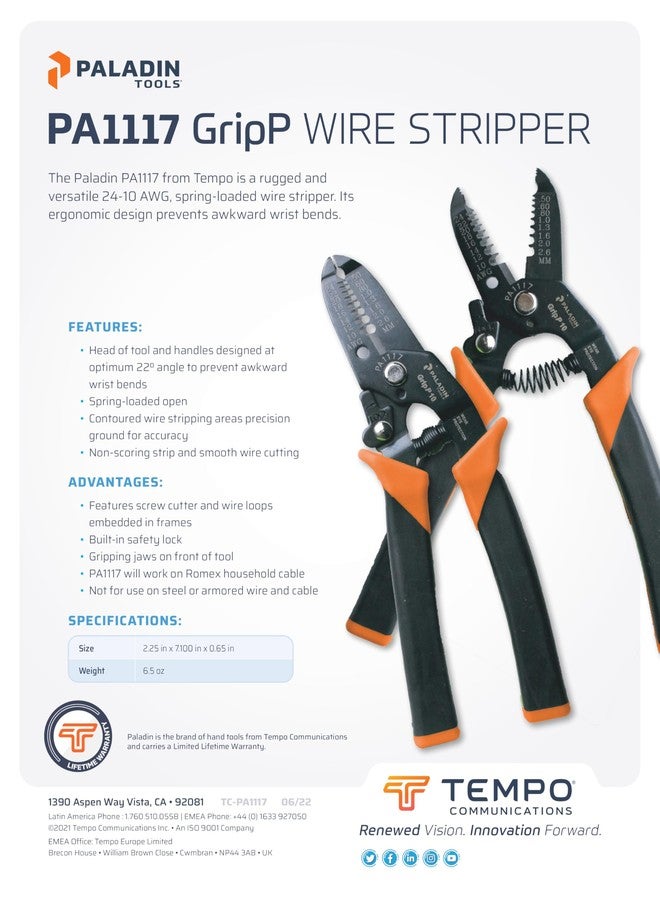 TEMPO Paladin Tools PA1123 Wire Stripper Bundle, 22-10 AWG and 30-20 AWG (PA1117) - Image 3