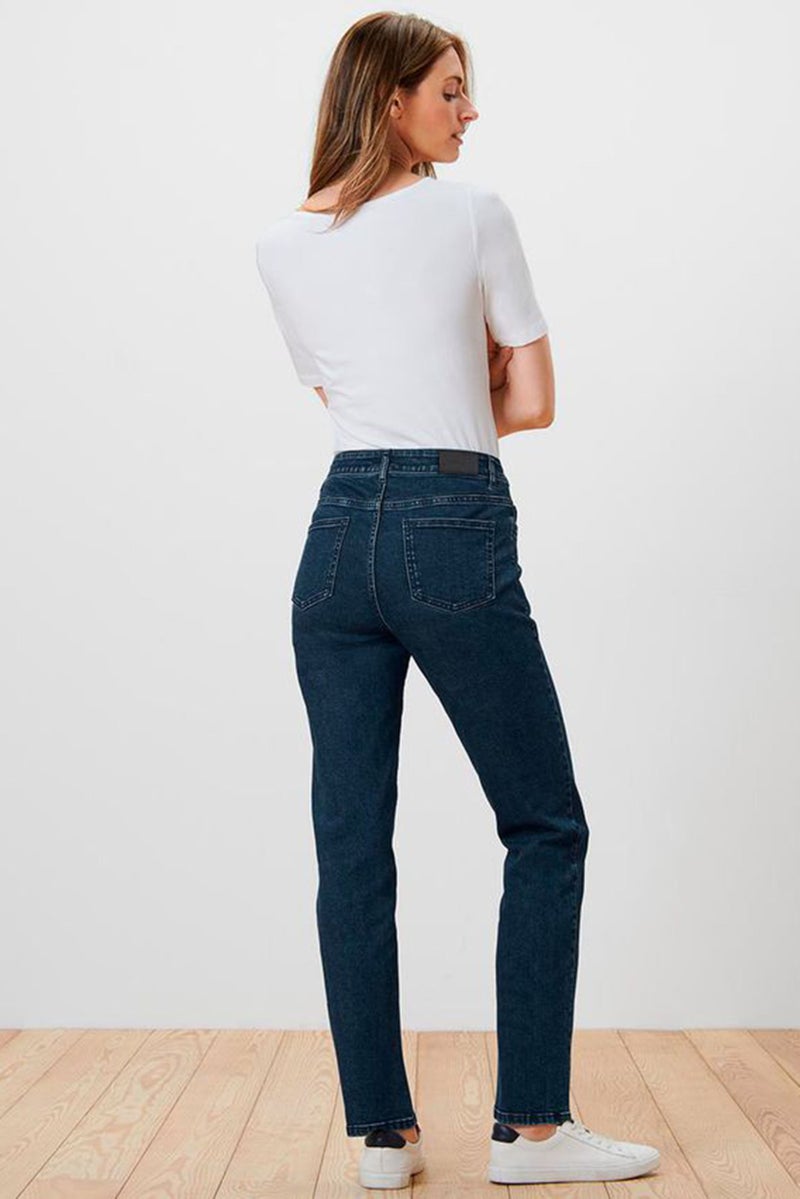 Tchibo Women Regular Fit Washed Stretchable Jeans, Navy  - Image 2