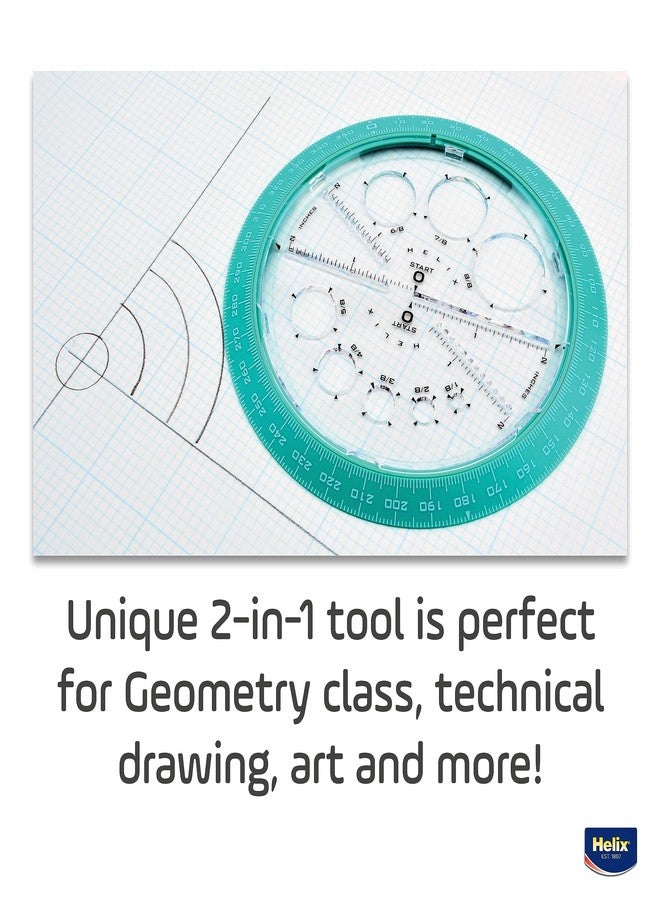 Helix - Angle and Circle Maker 6 Inch - Drawing and Drafting Designs Accurately - Precise Angle Creation - Integrated Circle Templates, 360-Degree Measurements, Portable Design - Image 4