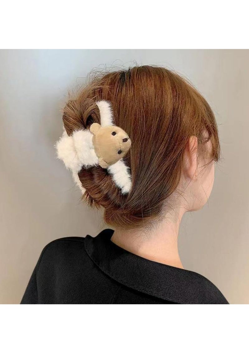 Excefore 4 Pack Bear Plush Hair Claw Clips, Thick Long Hair Jaw Clips Barrettes Hair Accessories, Suitable for Women and Girls - Image 4