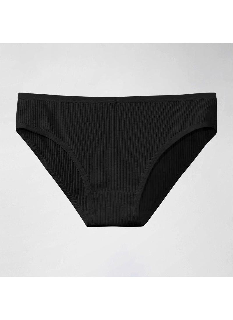 Generic - Womens Pure Cotton Underwear Comfortable Breathable Stripe 100% Cotton Triangle mid Waist Simple Briefs Knitted Dry Fast Medium Blue - Image 1