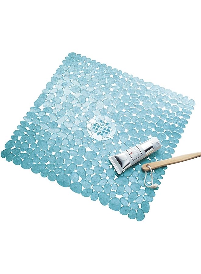 Raxoom Pebblz Suction Non-Slip Square Bath Mat For Shower, Bathtub, Stall, 22" X 22", Blue - Image 1