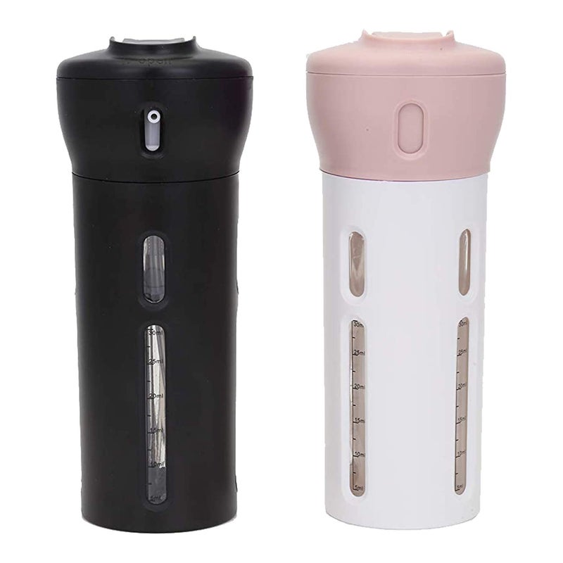 Travigo 4in1 Travel Bottle Dispenser TSA ApprovedIncludes Four Empty Reusable 14 oz 40 mL Cosmetic Toiletry Containers for Sanitizer Soap Lotions Skincare Makeup Products Black Pink