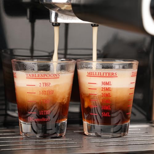BCnmviku Shot Glasses Measuring cup Espresso Shot Glass Liquid Heavy Wine 2 Pack 26-Incremental Measurement 1oz, 6 Tsp, 2 Tbs, 30ml (2 pack-red) - Image 2