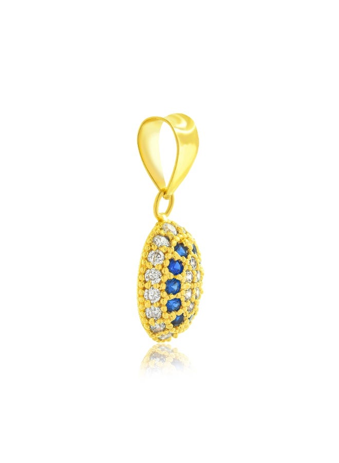 BAFLEH JEWELLERY Blue Aura – 22K Yellow Gold Oval Pendant Set with White & Mesmerizing Blue Stones  - Image 3