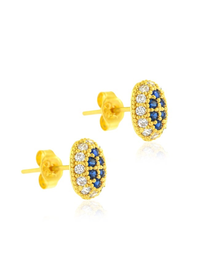 BAFLEH JEWELLERY Blue Aura – 22K Yellow Gold Oval Pendant Set with White & Mesmerizing Blue Stones  - Image 5