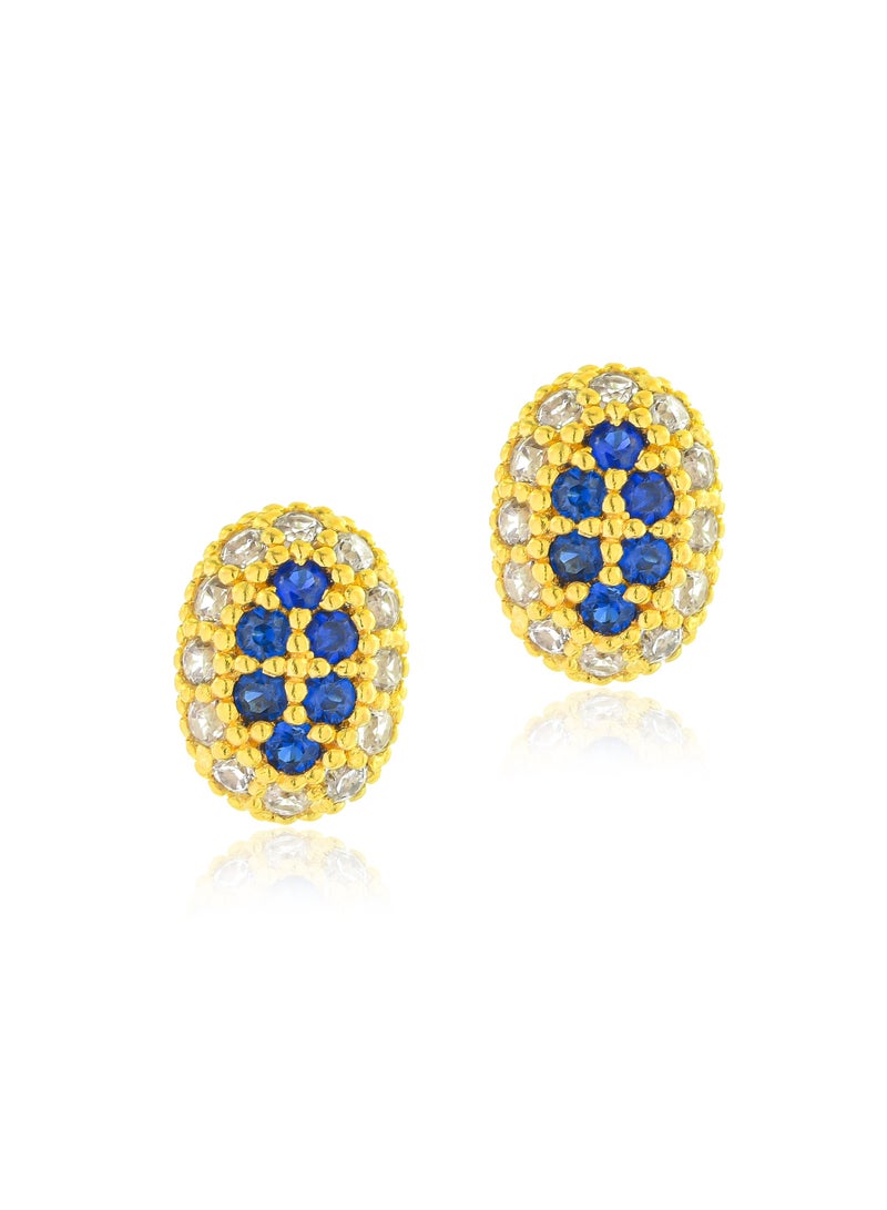BAFLEH JEWELLERY Blue Aura – 22K Yellow Gold Oval Pendant Set with White & Mesmerizing Blue Stones  - Image 4