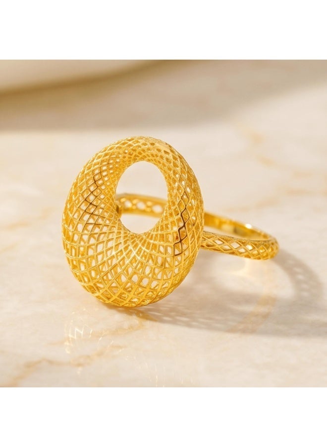 BAFLEH JEWELLERY Elegant 21K Yellow Gold Hollow Mesh Pendant Set, Timeless Luxury by Bafleh Jewellery - Image 2