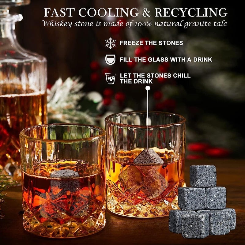 EXOMOON EXOMOON Whiskey Decanter Set with Glasses,Crystal Whiskey for Men with 4 Glasses and 8 Whiskey Stones,Liquor Decanter of Birthday Gifts for Men Boss Husband,Bourbon Decanter Set for Home Bar  - Image 5