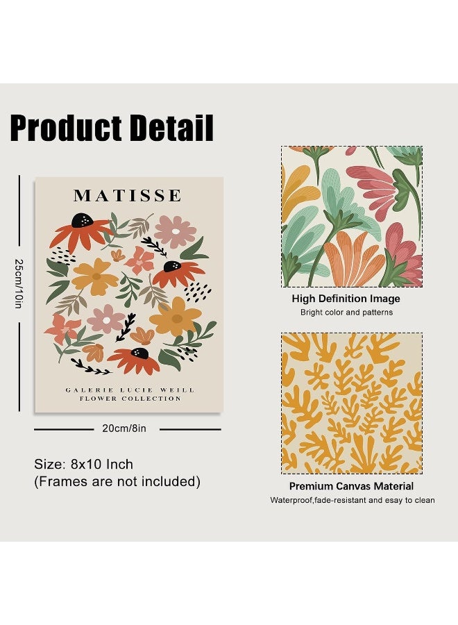 KBKBART Matisse Wall Art Prints Set of 6, Abstract Matisse Wall Art Exhibition Posters Beige Yellow Line Art Flower Market Art Prints Yayoi Kusama Poster, Boho Canvas Matisse Paintings Pictures for Aesthetic - Image 5