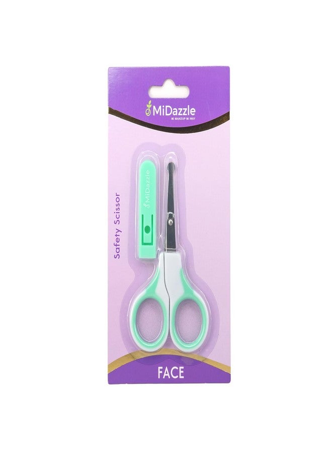 MiDazzle Safety Scissors for Face - Precision Grooming Scissors with Rounded Tip & Protective Cap - Facial Hair Scissors for Eyebrows, Nose, and Ear Hair - Compact, Safe & Travel-Friendly - Image 1