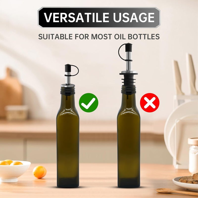 eispap 6Pcs Stainless Steel Bottle Pourers, Small Hole Bottle Olive Oil Spout with Rubber Dust Caps, Wine Pourers Liquor Pour Spouts for Pours Liquid, Wine, Vinegar, Most Liquor Bottles (6) - Image 5