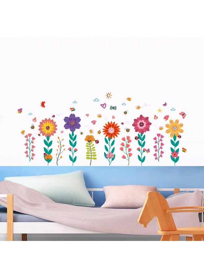 AnFigure AnFigure Flower Wall Stickers Girls Garden Floral Daisy Butterfly Wall Decals Baby Nursery Girls Bedroom Kids Room Wall Decor - Image 1