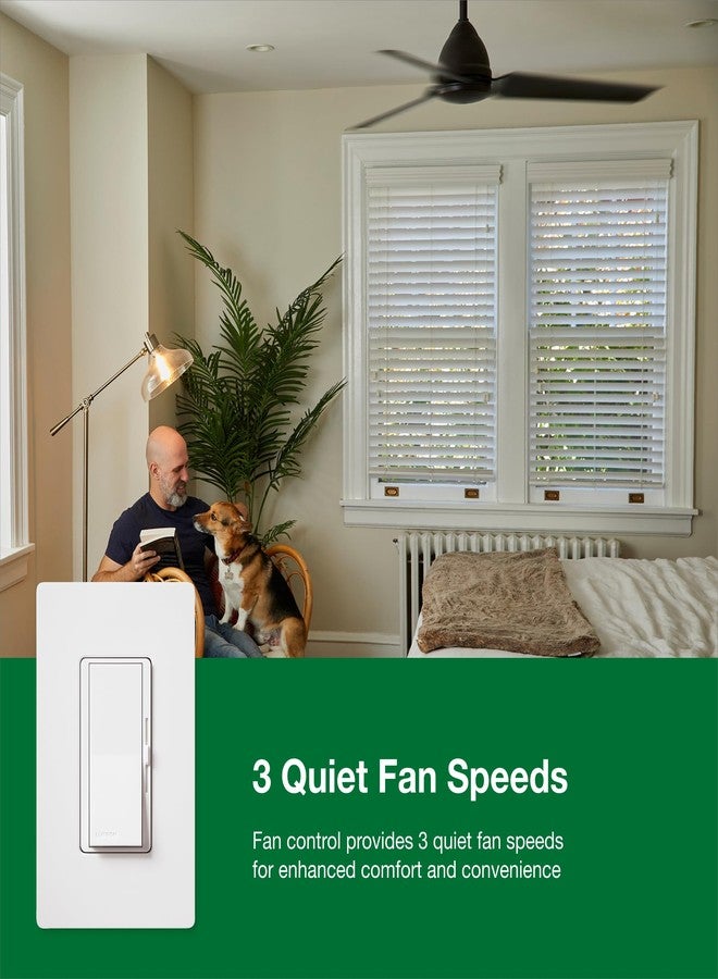 Lutron Diva 3-Speed Fan Control, Single-Pole/3-Way, DVFSQ-F-WH, White - Image 5